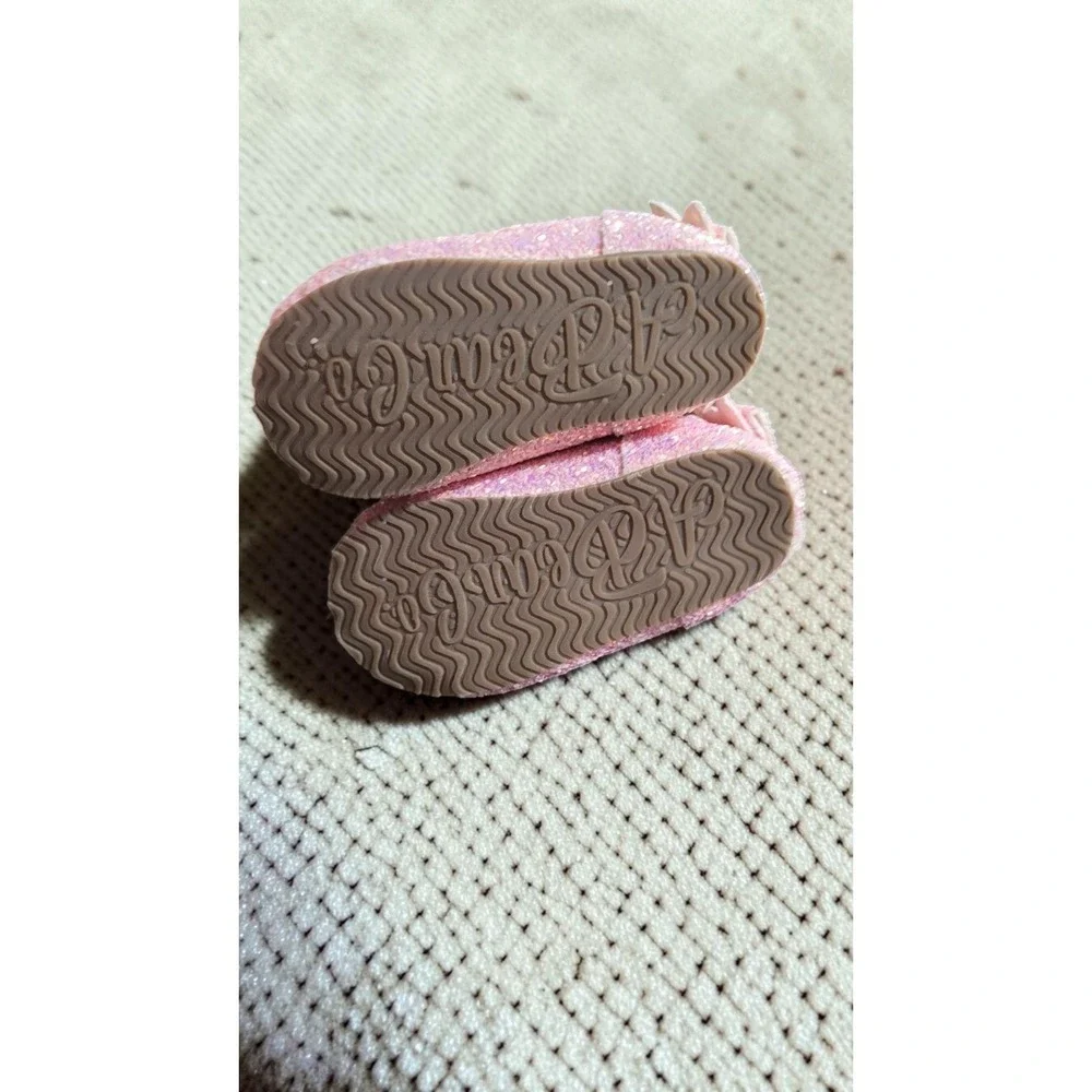 Leather Toddler Size 4C Girl's Pink Glitter Bow Back Ballerina Flats Shoes